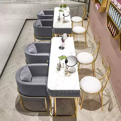 Nordic light luxury double-layer ins net red Marble nail table and chair set Combination Manicure table Single double nail table