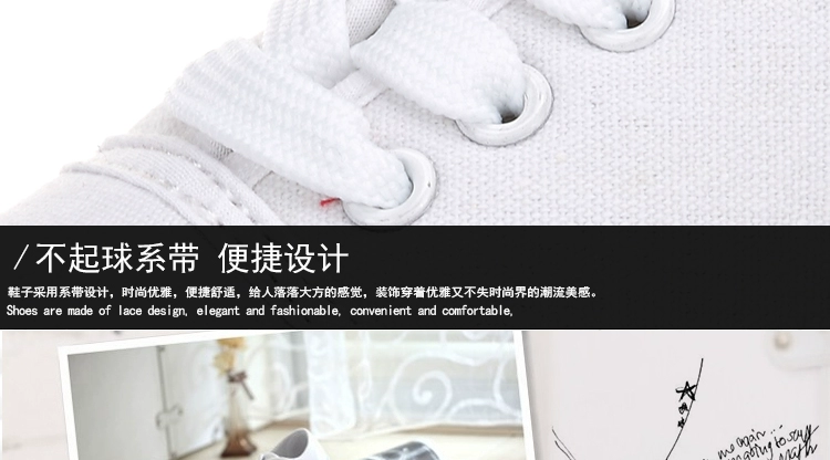 Giày mùa xuân cỡ lớn cho nữ 40-43 thấp để giúp giày nữ bằng vải thoáng khí Sinh viên Hàn Quốc Giày trắng Giày đơn
