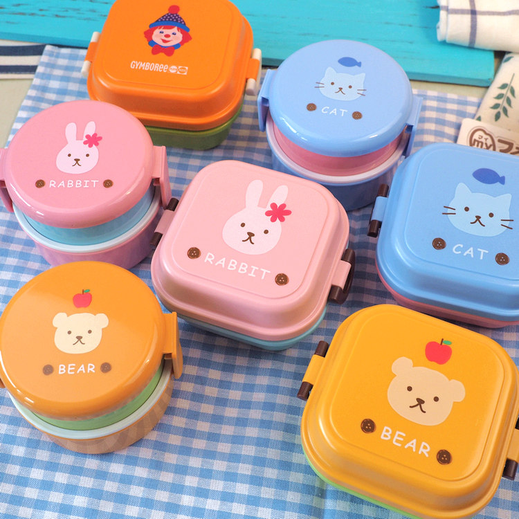 Japanese cartoon bento box children's cute portable double-layer small lunch box baby dessert box fruit box