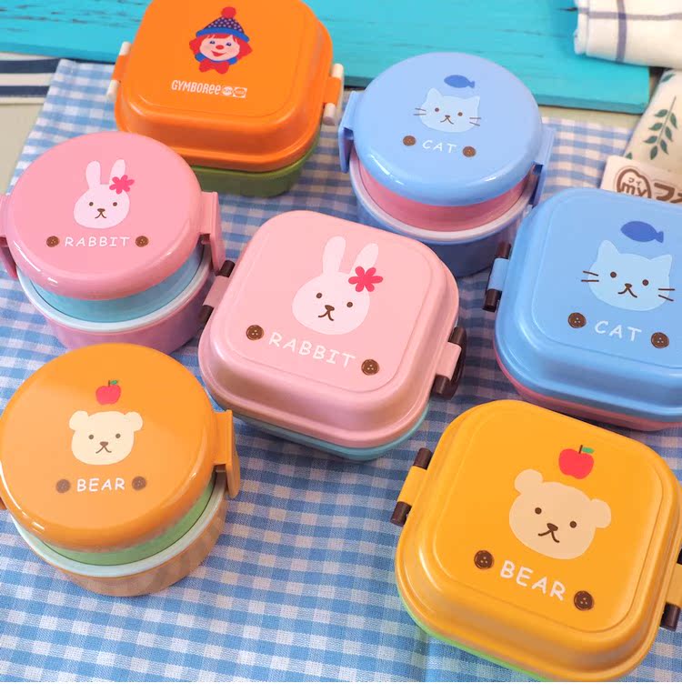 Nhật Bản trẻ em hộp ăn trưa phim hoạt hình động vật hộp ăn trưa nhỏ đôi hộp ăn nhẹ em bé hộp ăn nhẹ hộp trái cây - Hộp cơm điện sưởi ấm hộp com hâm nóng lock&lock