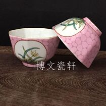 Jingdezhen Cultural Revolution porcelain factory goods Tao ceramic powder Caijing Peach Red Hand Painted Anise Orchid Small Tea Cup Tea