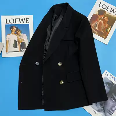 Black blazer women 2021 spring new Korean double-breasted temperament age age slim fashion small suit tide