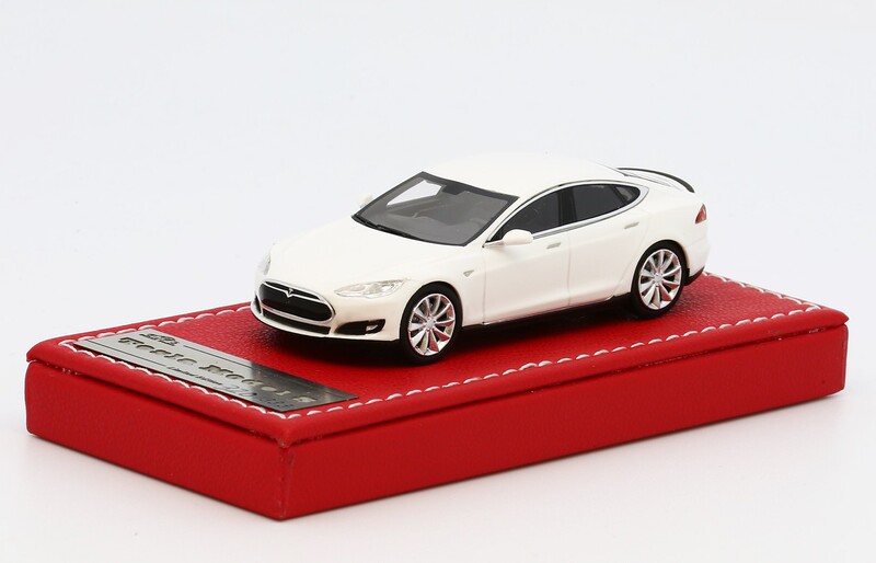 1/64 Vip Resin Model Tesla Model S Premium Simulation Car Toy White