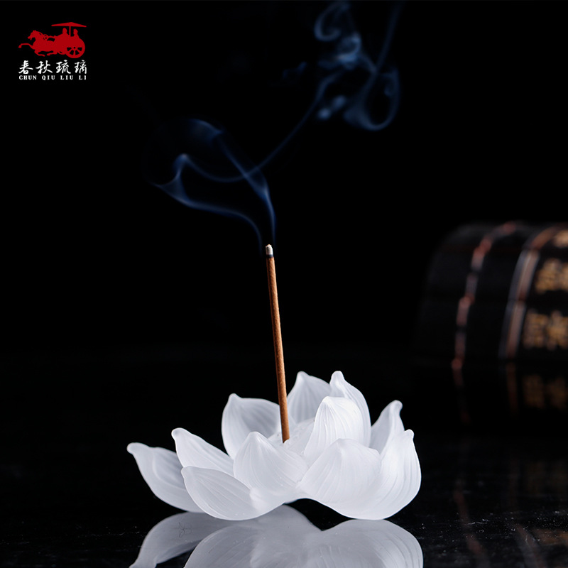 Glass lotus incense incense burner Zen lotus line incense seat for Buddha supplies ornaments home Buddha tea room Zen