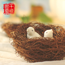 Rattan Weaving Bird Nest Grass Choreography Bird Cage Decoration Pendulum Fitting Bird Nest Emulation Birds Nest Photo Props Millennial]