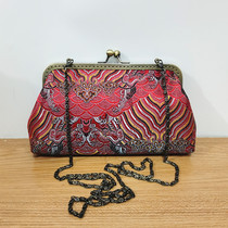 Retro Lady Bag bag Silk Handbags ethnic wind hand grip Bag Cloud Casual Chain Slanted Satchel Bag