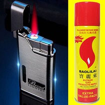 Inflatable Windproof Lighter Visible Gas Ultra Slim Creative Personality Custom Metal Men Red Flame Birthday Present