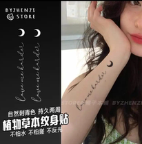 Moon English Alphabet Small Fresh Collarbone Wrist Grass Ben Juice Tattoo Stick semi permanent lasting proof