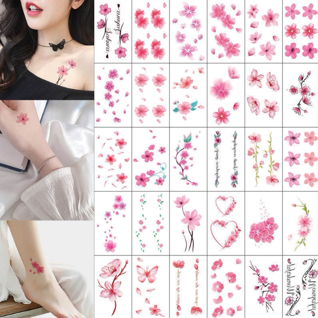 Tattoo sticker wind female small pattern hand disposable washable ancient wind sensaurian cherry blossom pebside waterproof and persistent