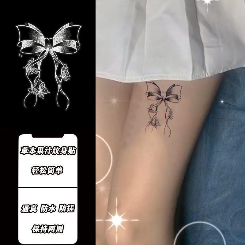 New small pattern butterfly knots herbal juice tattooed with waterproof persistent realistic women's ins can't be washed