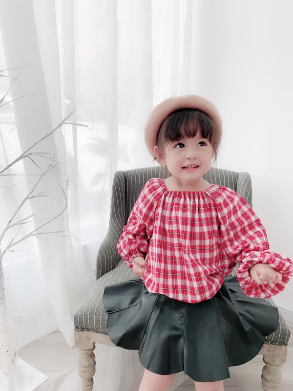 Áo sơ mi kẻ sọc cho bé gái mùa thu 2020 áo sơ mi dài tay cotton rộng rãi mới cho bé Phong cách hàn quốc Áo kiểu Tây cho bé - Áo sơ mi