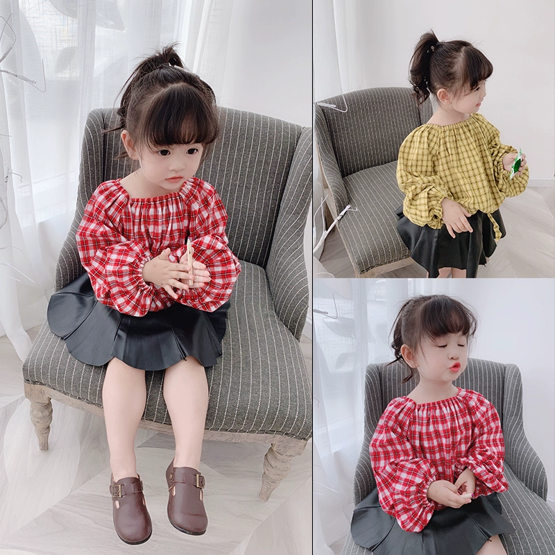 Áo sơ mi kẻ sọc cho bé gái mùa thu 2020 áo sơ mi dài tay cotton rộng rãi mới cho bé Phong cách hàn quốc Áo kiểu Tây cho bé - Áo sơ mi