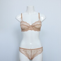 European and American womens bra ultra-thin sexy lace transparent big breasts small push-up girl underwear set large size bra