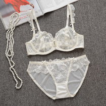 Big breasts show small Big Cup ultra-thin bra sexy lace transparent bra no sponge thin underwear set women