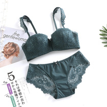 Half Cup Underwear Set Adjustable Gathering Neck Up Support Sexy Bra Thickened Flat Chest Small Chest Shows Big