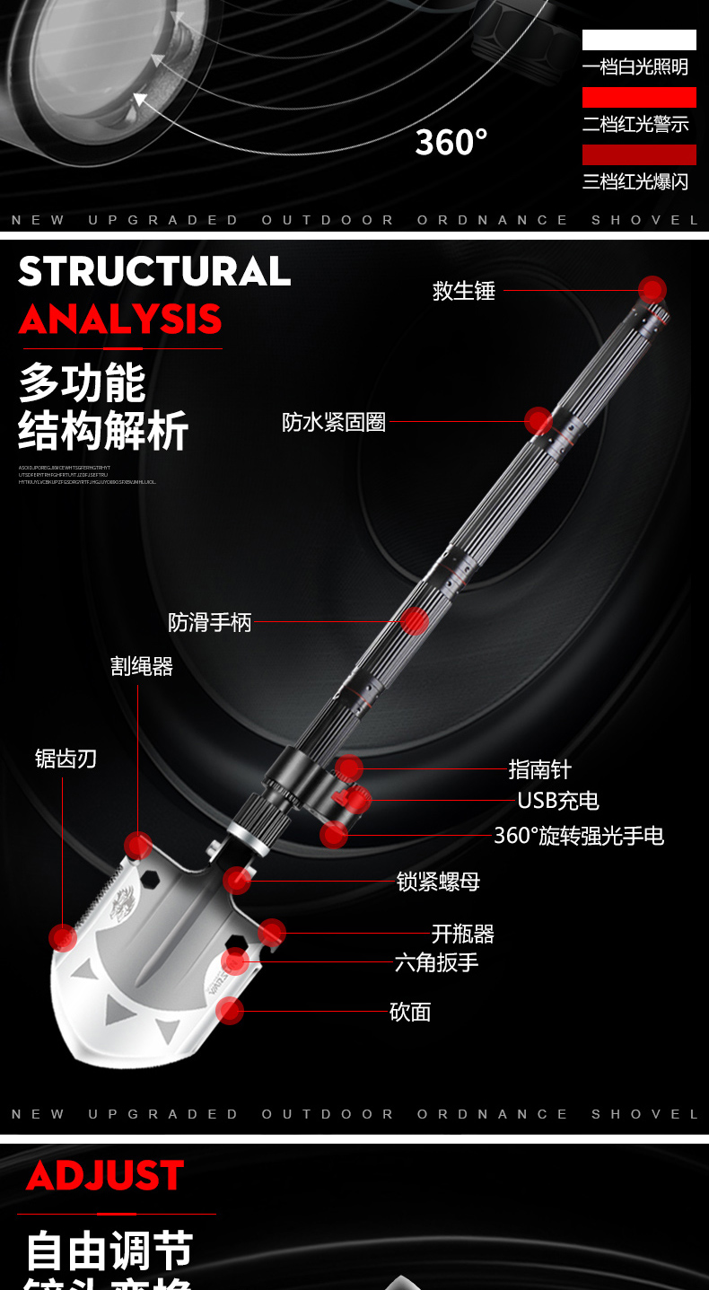 Kỹ thuật lớn xẻng đa năng ngoài trời lực lượng đặc biệt xẻng xẻng quân sự với xẻng công cụ vũ khí tự vệ tấn công - Công cụ Knift / công cụ đa mục đích xẻng quân dụng đa năng cao cấp usa