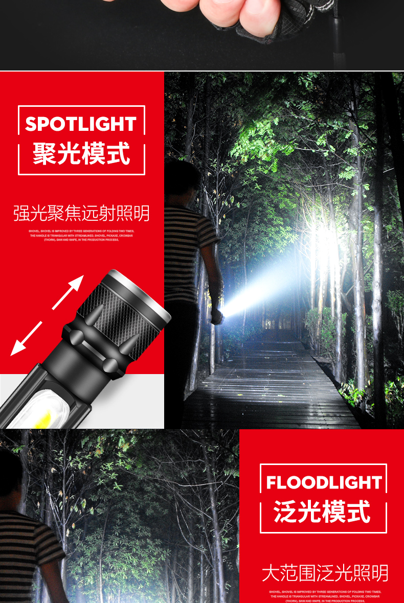 Đèn LED bên mini đèn pin chói đèn pin sạc siêu sáng đa chức năng chiếu sáng hộ gia đình ngoài trời không thấm nước đèn pin sạc