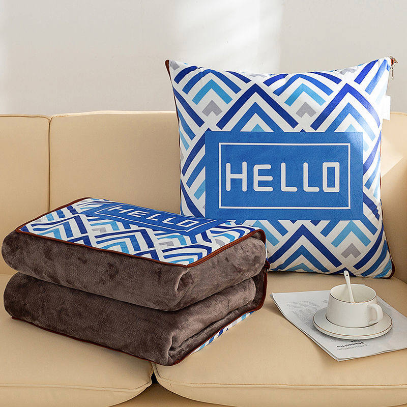 Pillow-up quilt dual-use blanket car pillow on Chinese wind-retro sofa foldable and thicken heat pillow quilt