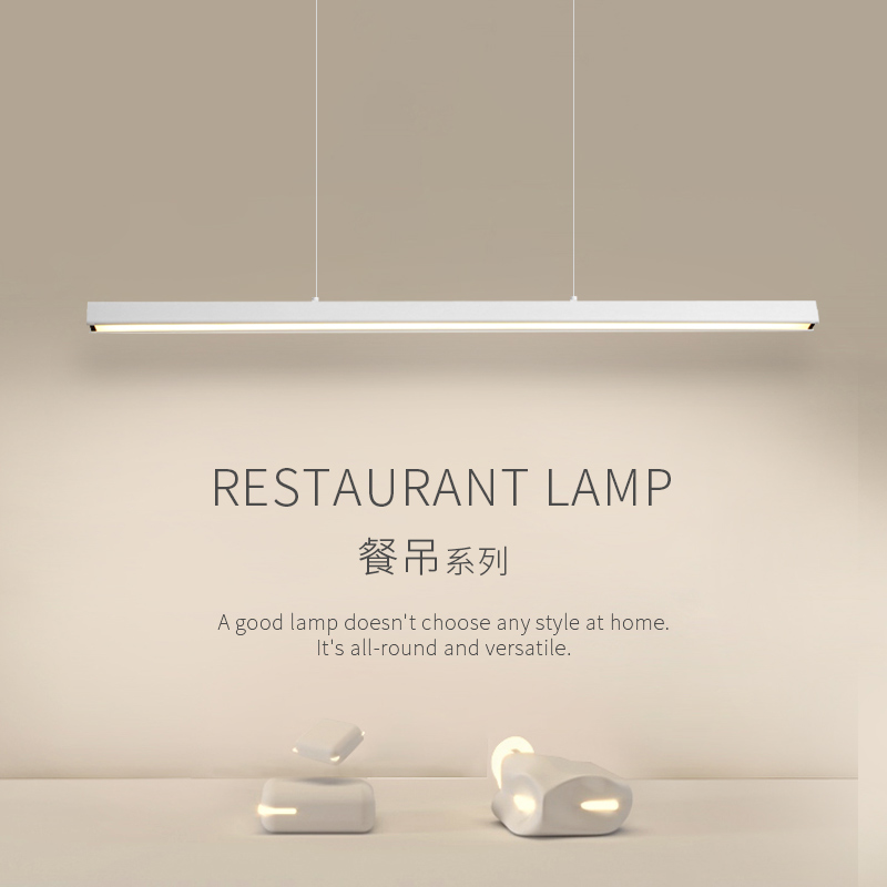 Dining room lamp modern minimalist Nordic bar table chandelier minimalist office led white dining room long strip lamps