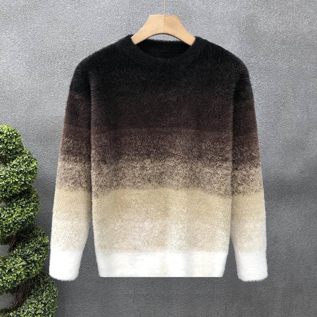 ເສື້ອຍືດຊັ້ນໃນຂອງຜູ້ຊາຍທີ່ມີສີຂີ້ເຖົ່າສູງ mink velvet sweater 2023 ລະດູຫນາວແບບໃຫມ່ຂອງຜູ້ຊາຍທີ່ອົບອຸ່ນດ້ານໃນຫນາ
