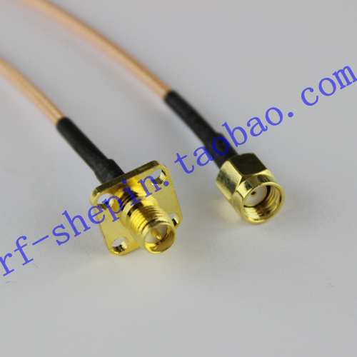 WIFI extension cord RP-SMA inner hole transfer SMA mother belt square plate flange fixed inner needle extension cord 50-1 5