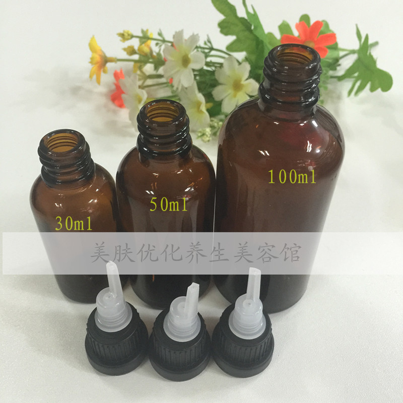 Chai tinh dầu màu nâu chai thủy tinh chai phụ chai trộn chai hương liệu + nắp đầu lớn + nhỏ giọt 30ml - Tinh dầu điều trị tinh dầu hoa nhài