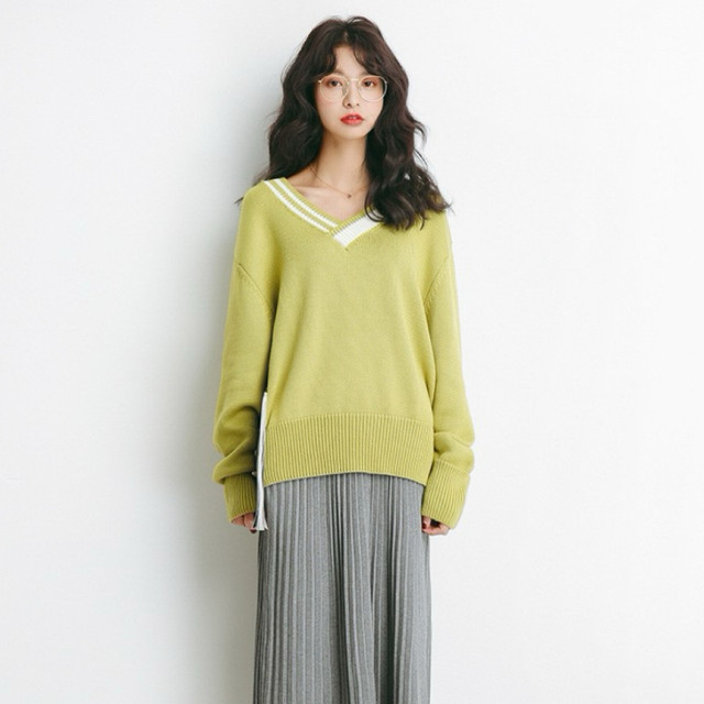 Dalang sweater for women without pilling new genuine pullover thickened long-sleeved V-neck inner top for women in autumn and winter outerwear