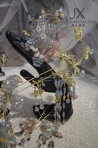 Junxinjia glazed crystal flower giant clear age-reducing hairpin six-piece set of bridal accessories