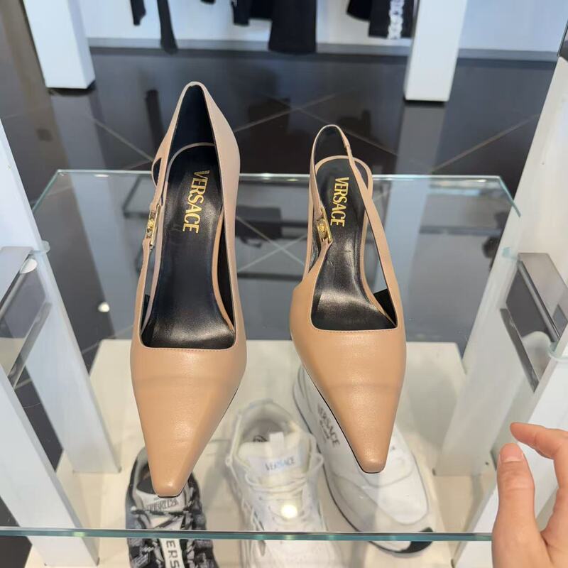 【Big Beauty】(50% Off 2050) 4/3 Versace Women's Shoes Medusa Gold Buckle Stiletto Sandals Nude Color 【Big Beauty】(50% Off 2050) 4/3 Versace Women's Shoes Medusa Gold Buckle Stiletto Sandals Nude Color