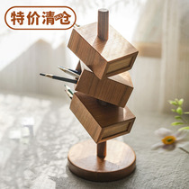 Juhan solid wood oblique plug-in pen holder multifunctional pen holder creative office desk stationery cosmetics storage box
