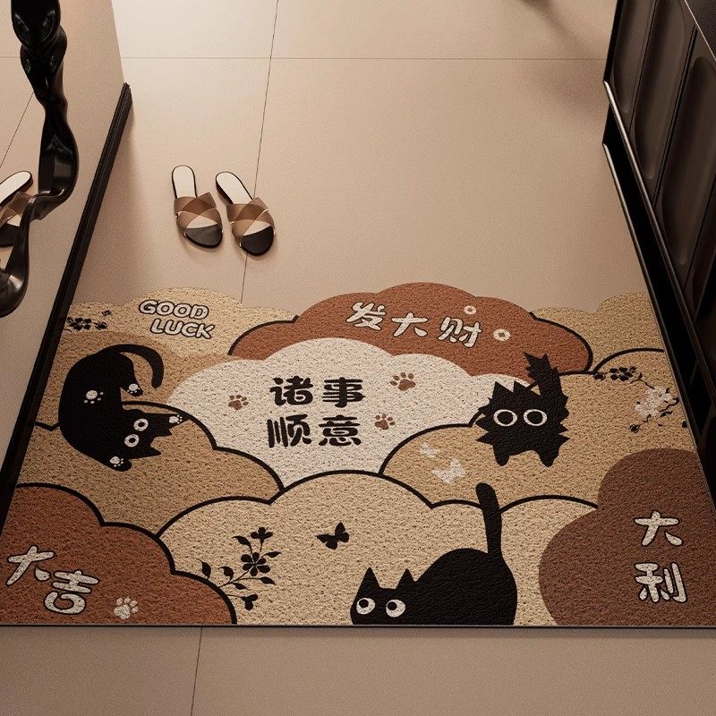 Коврик Entrance door mat черный кот 60x90 см