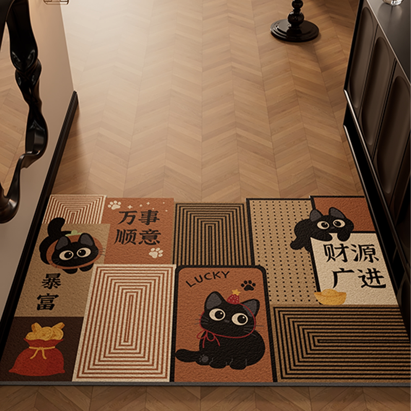 Коврик Entrance door mat черный кот 60x90 см