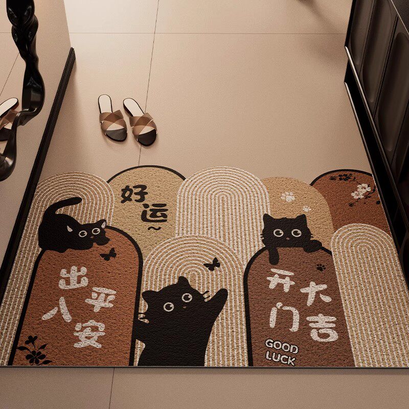 Коврик Entrance door mat черный кот 60x90 см