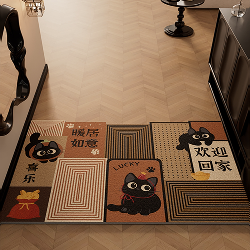 Коврик Entrance door mat черный кот 60x90 см