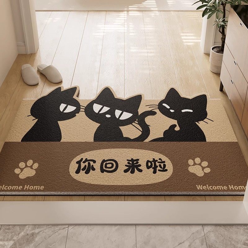 Коврик Entrance door mat черный кот 60x90 см
