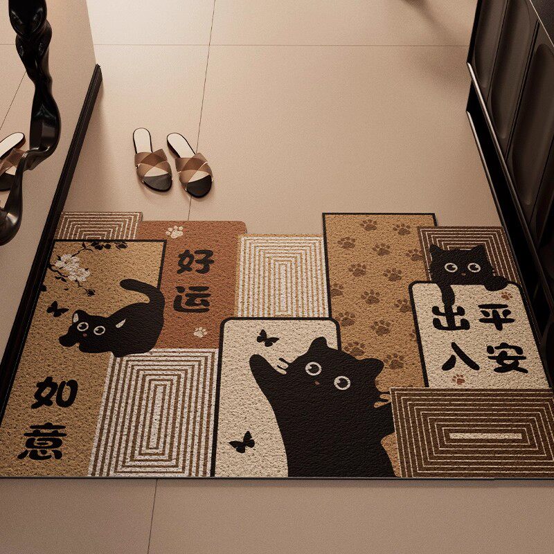 Коврик Entrance door mat черный кот 60x90 см