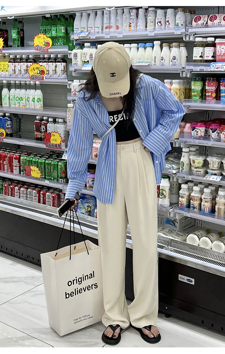 粉色阔腿裤女春秋新款高腰垂感宽松显瘦西装拖地裤夏季休闲直筒裤详情31
