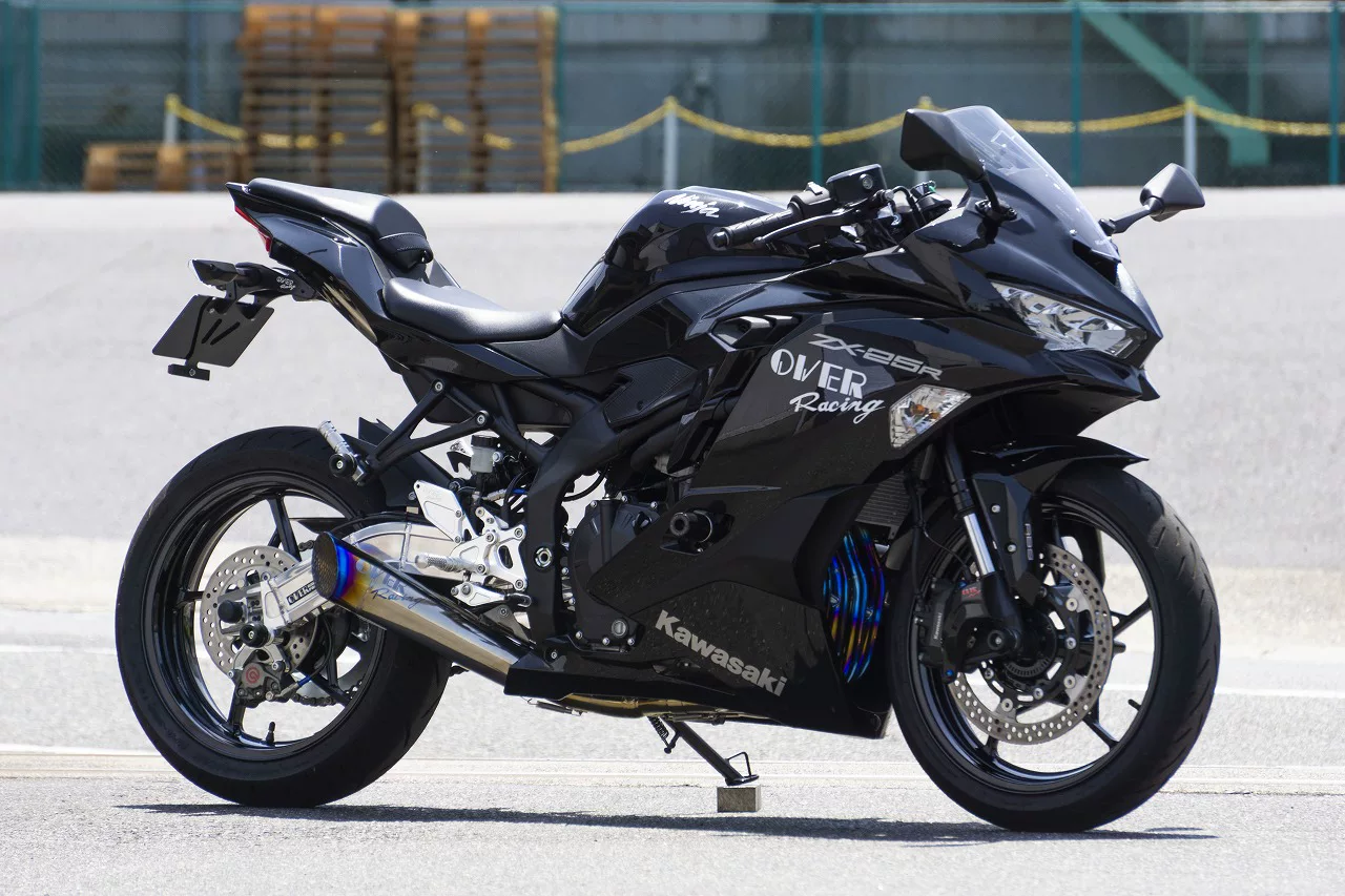 Kawasaki ZX4R Онборо тюнинг гоночный полный ряд титановый сплав выхлоп синий окутанные руки следы