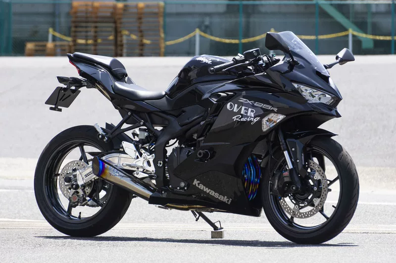 Kawasaki ZX4R Онборо тюнинг гоночный полный ряд титановый сплав выхлоп синий окутанные руки следы