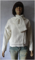 Ibudu counter sample clothes 20% off 49 1%wool milky white one-piece sleeve short jacket with scarf