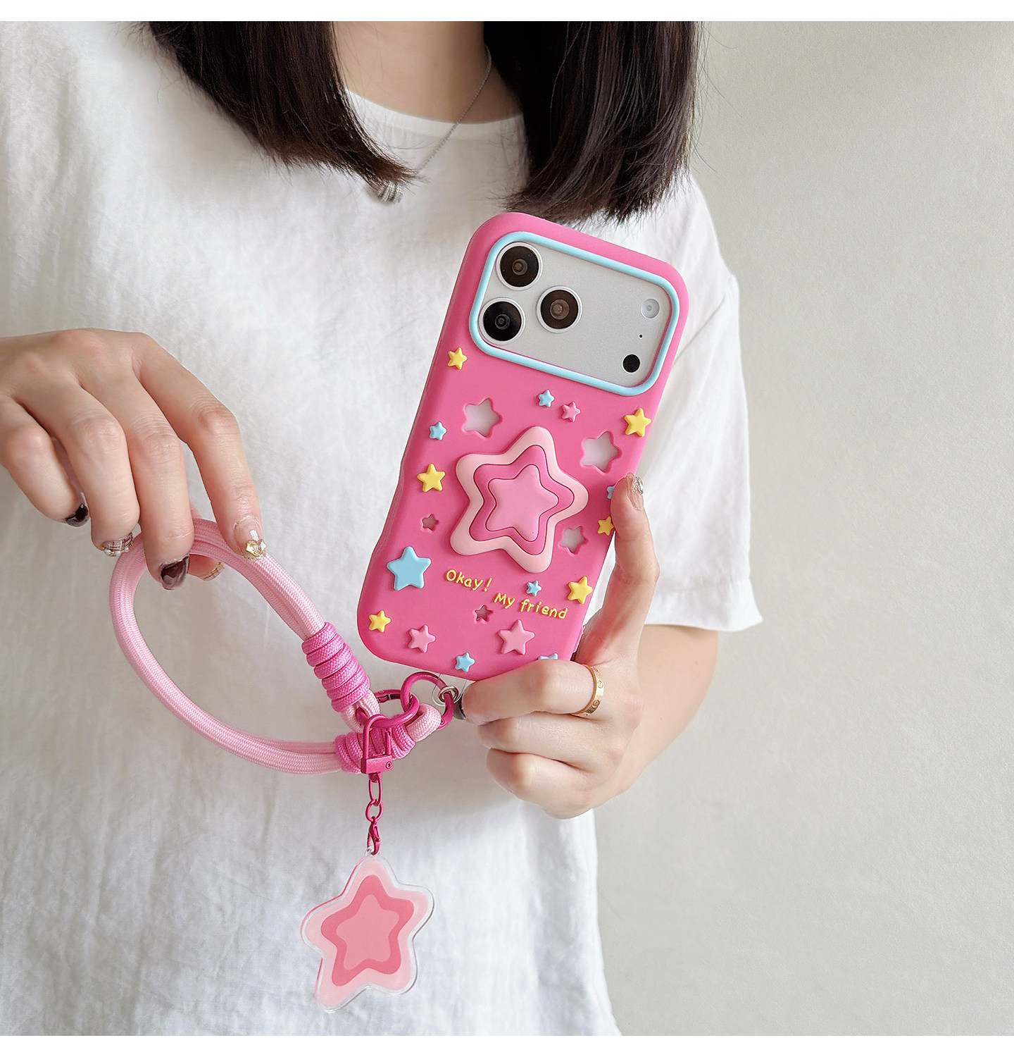 Layered Star Artwork Okay My Friend iPhone Case