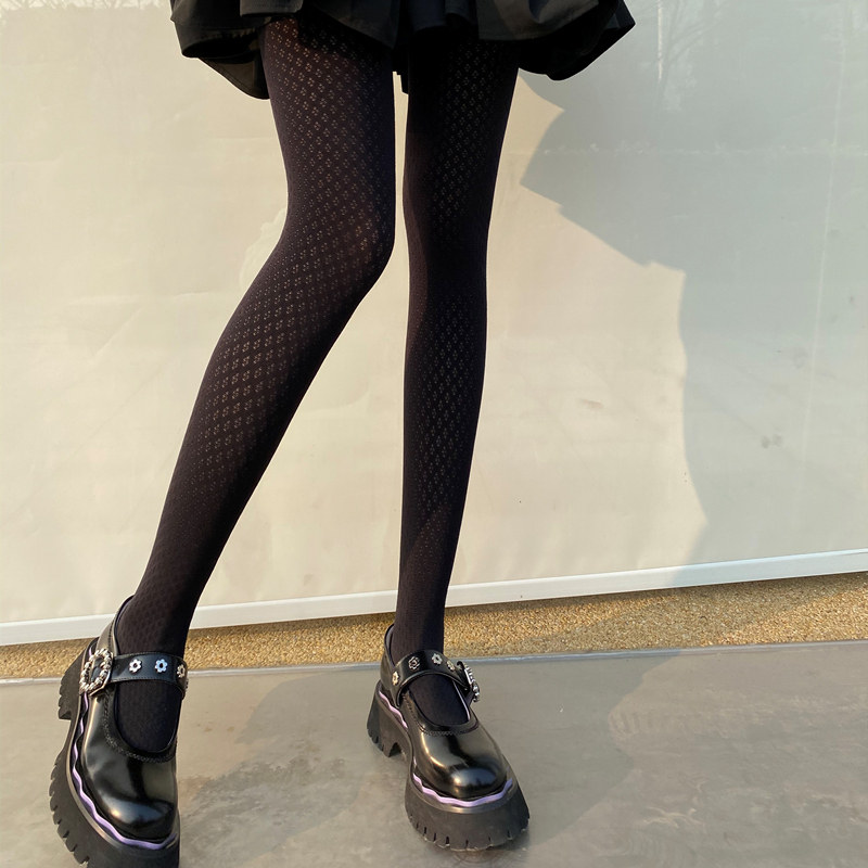 (Pure Black Territory) Pure Matt Pants Socks Female Spring Autumn Slim without Reflective Magnet Black 80D