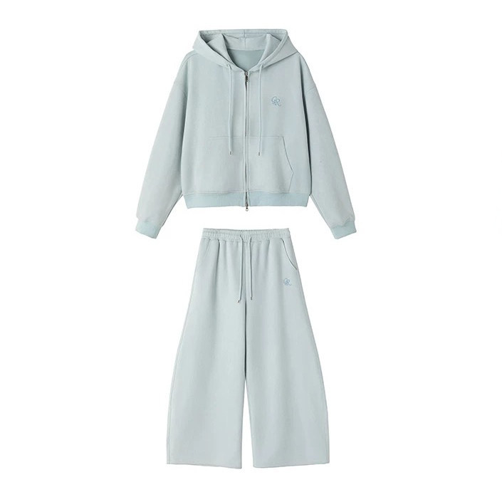 Wilderness Space Hooded Cardigan Sweatshirt Set for Women, Autumn Loose Casual Lazy Two-Piece Set, Fashionable Casual Sportswear