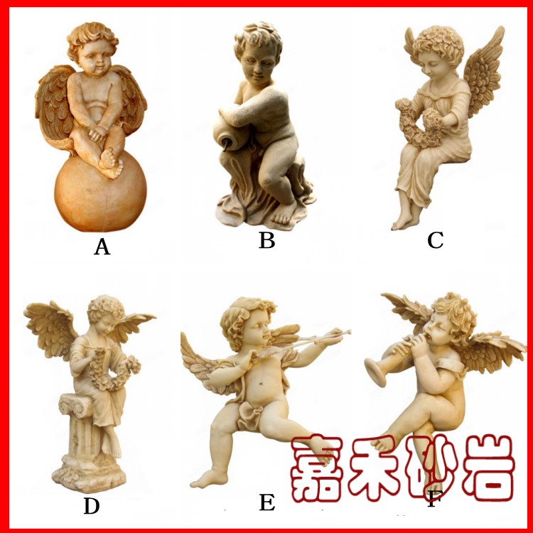 Sandstone glass steel sculpture round carving garden park decoration entertainment beauty salon decoration angel