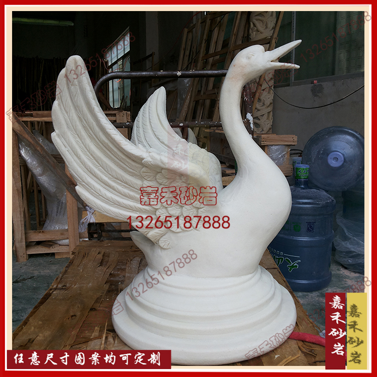 Sandstone relief sandstone sculpture round carving hotel courtyard community swan fountain courtyard leisure place decoration