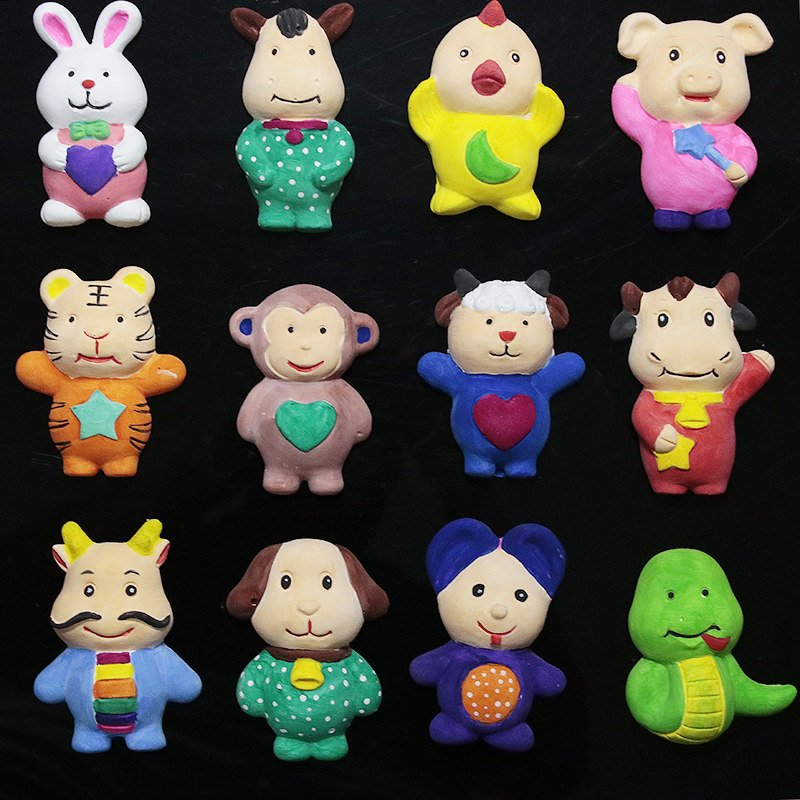 Children's handmade diy painted plaster doll painting white embryo graffiti painting kindergarten puzzle coloring ceramic toys