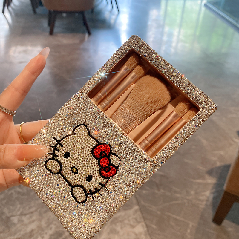 Kt Diamond-Encrusted Full Diamond Luxury Makeup Brush Set with Full Storage Bag, Ultra-Soft, Beginner-Friendly, Portable, New Model for Women 2025