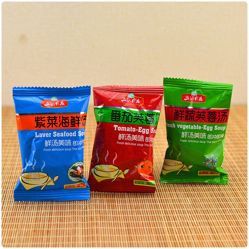 Whole bag 100 packs of fresh vegetables Hibiscus soup Brewing drink Ready-to-eat fresh soup Delicious freeze-dried ready-to-eat soup Spinach soup Convenient soup