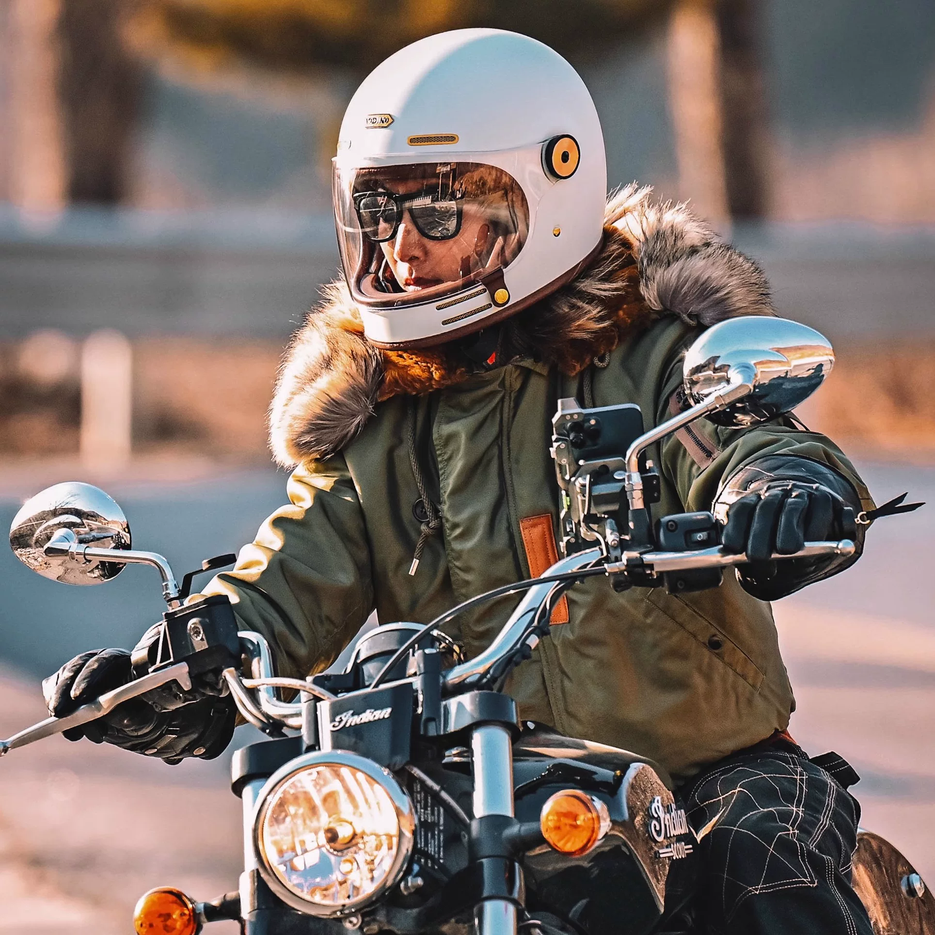 Моноконо Full-face ретро углеродное волокно мотоциклетный шлем индийский VESPA Triumph Latte круиз мотоцикл