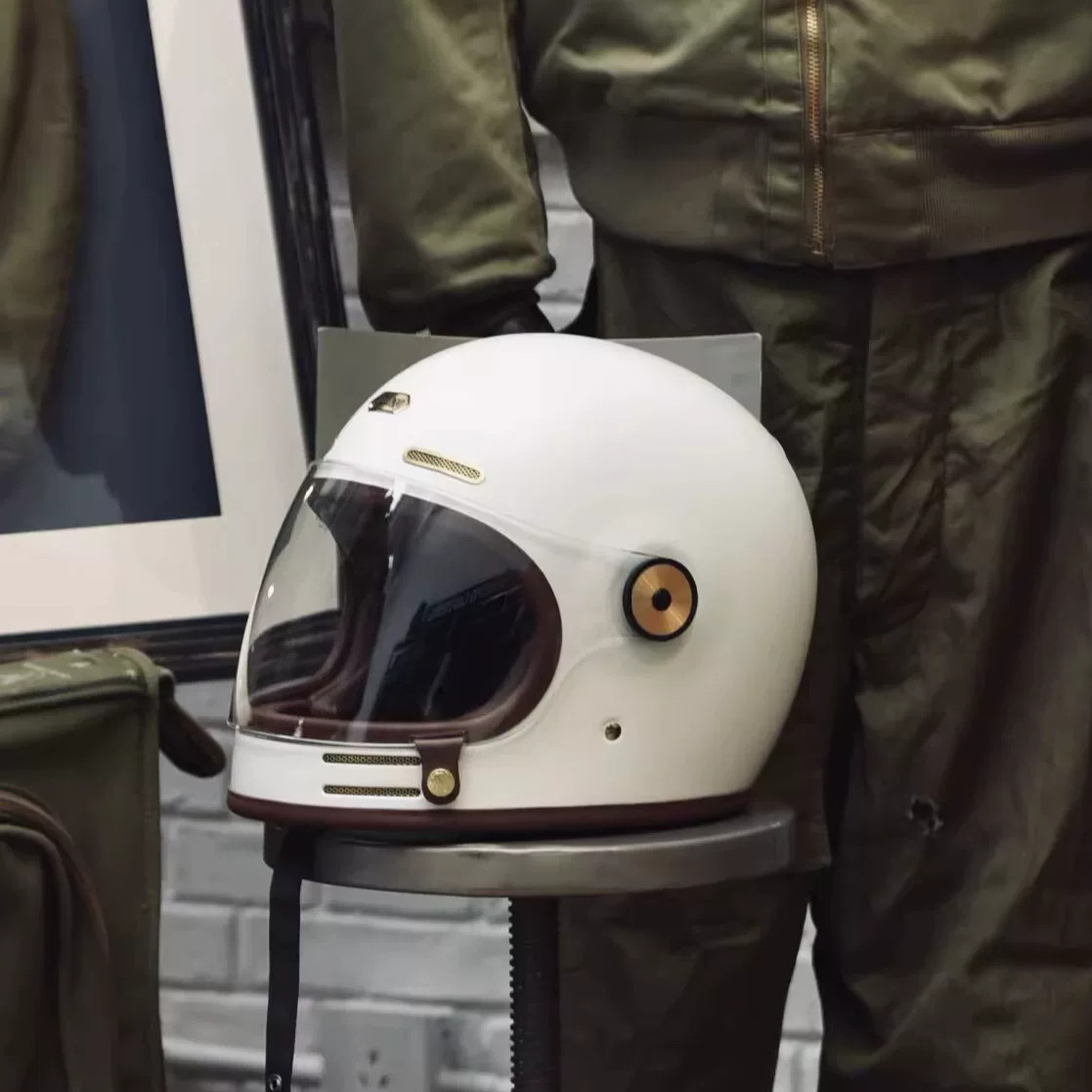 Моноконо Full-face ретро углеродное волокно мотоциклетный шлем индийский VESPA Triumph Latte круиз мотоцикл